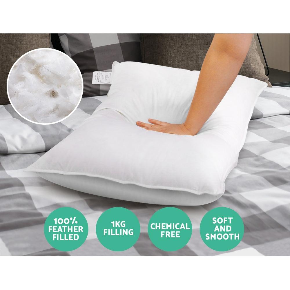 Giselle Bedding Set of 2 Duck Down Pillow - White-Home & Garden > Bedding-PEROZ Accessories