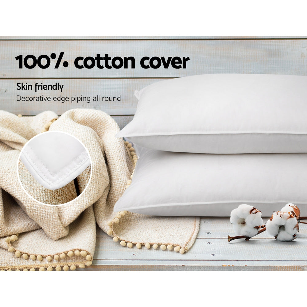 Giselle Bedding Set of 2 Duck Down Pillow - White-Home & Garden > Bedding-PEROZ Accessories