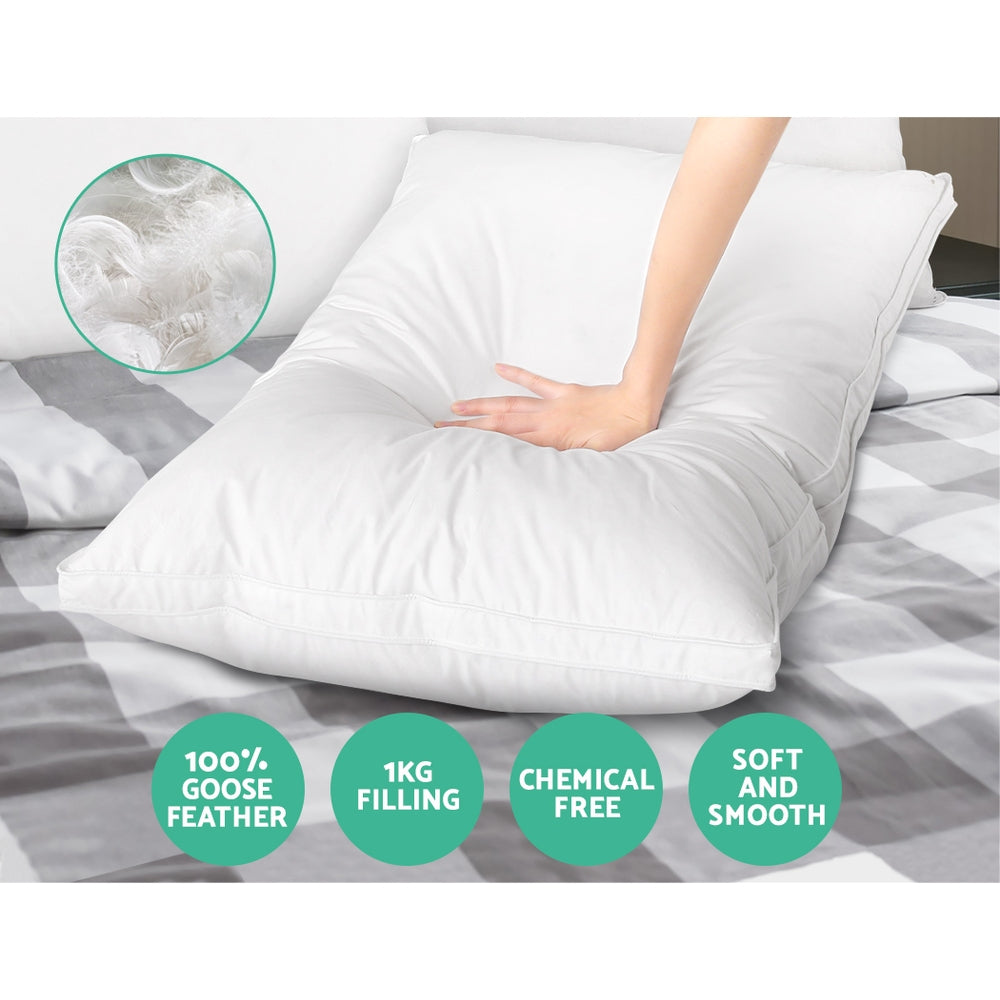 Giselle Bedding Goose Feather Down Twin Pack Pillow-Home & Garden > Bedding-PEROZ Accessories