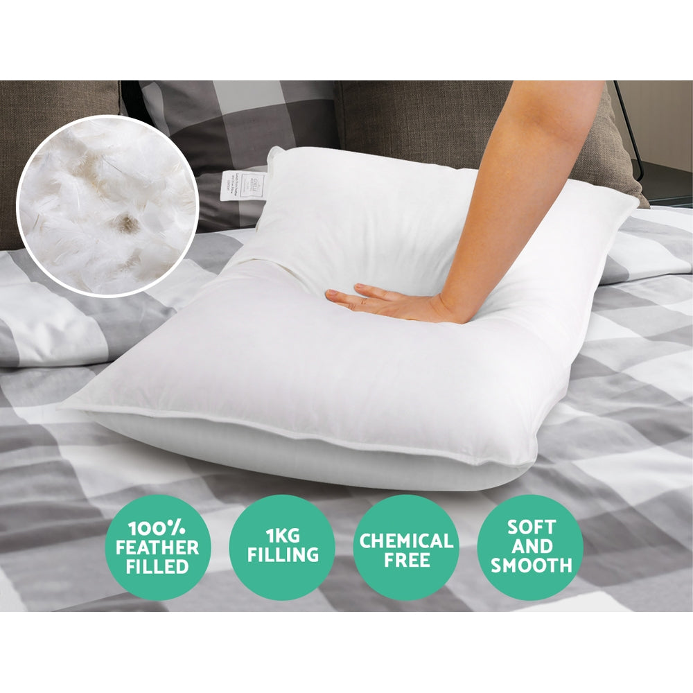 Giselle Bedding Set of 2 Goose Feather and Down Pillow - White-Home & Garden > Bedding-PEROZ Accessories