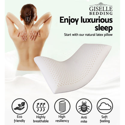 Giselle Bedding Natural Latex Pillow Classic Twin Pack-Home &amp; Garden &gt; Bedding-PEROZ Accessories
