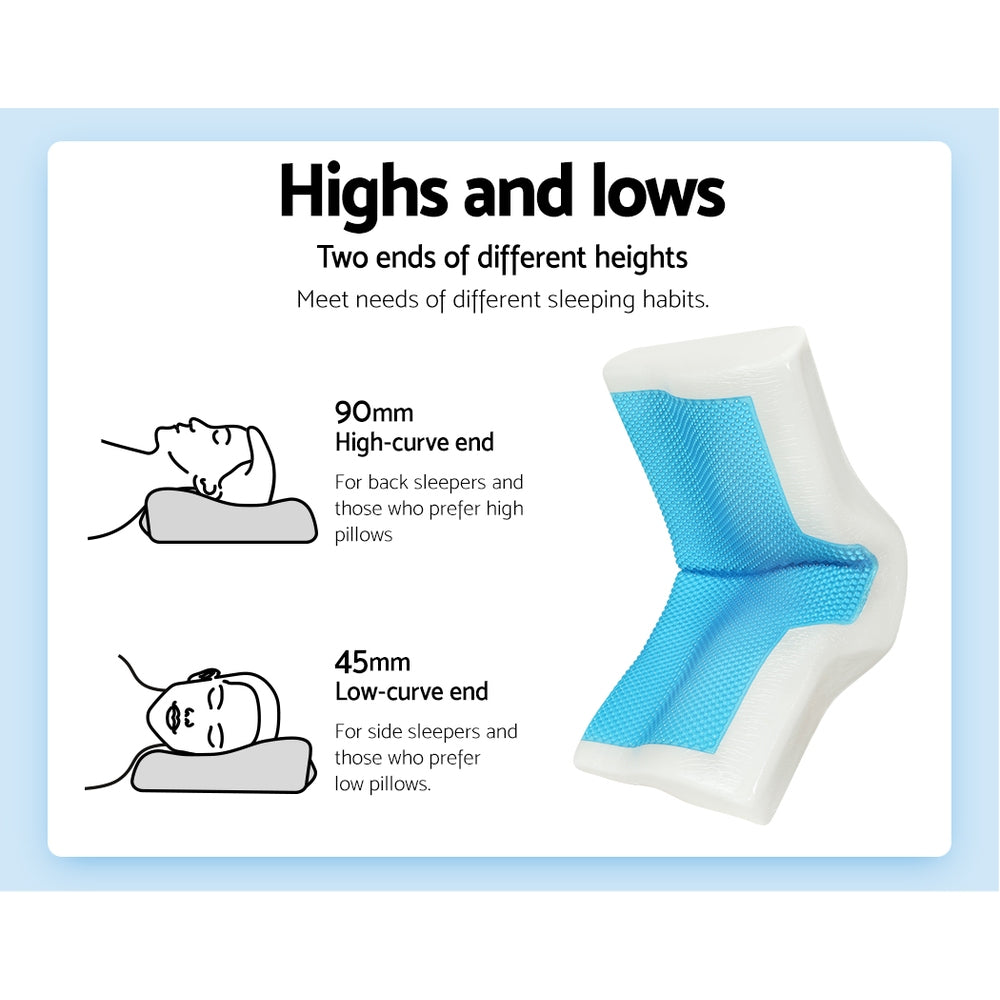 Giselle Bedding Memory Foam Contour Pillow Cool Gel Bamboo Cover-Home & Garden > Bedding-PEROZ Accessories