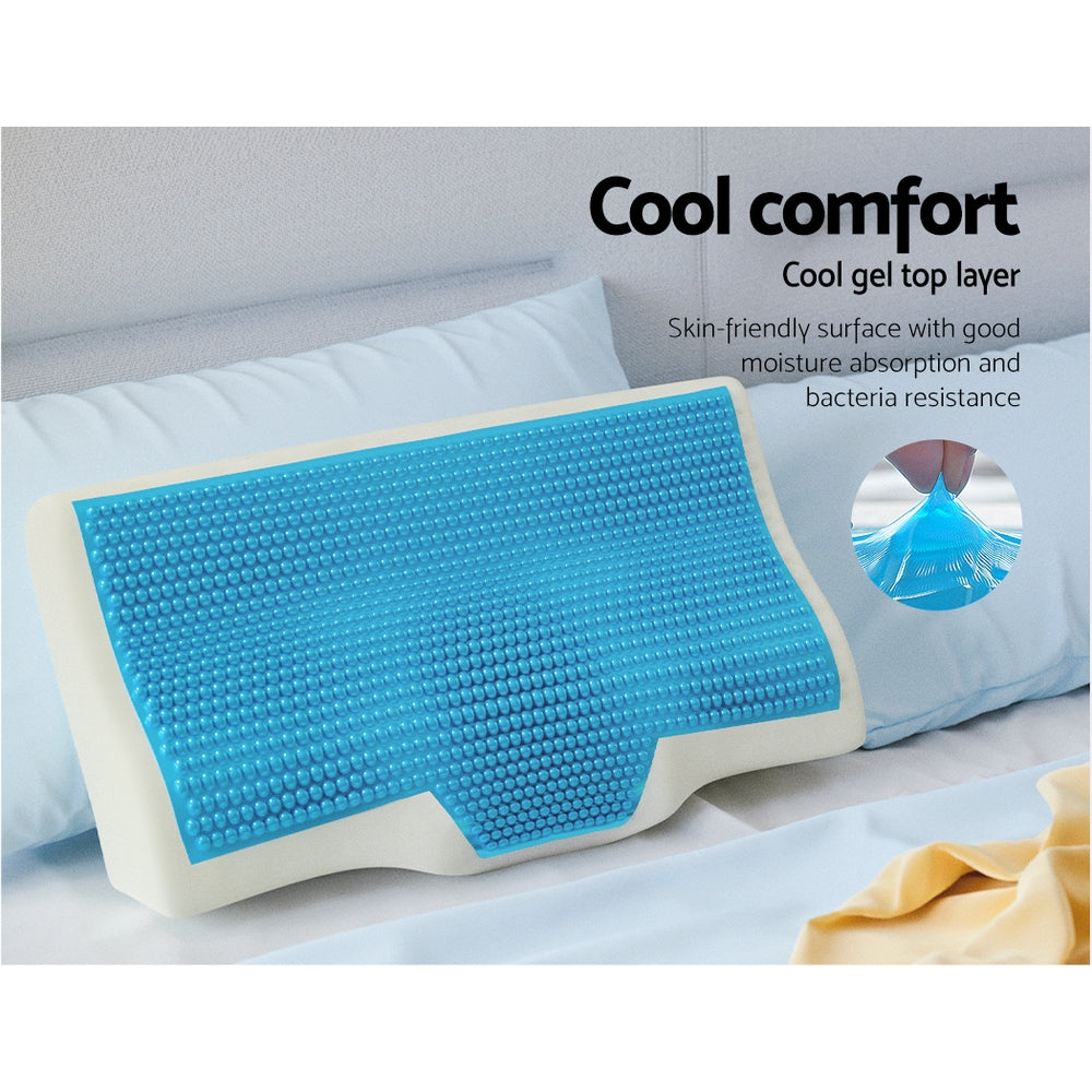 Giselle Bedding Memory Foam Contour Pillow Cool Gel Bamboo Cover-Home & Garden > Bedding-PEROZ Accessories