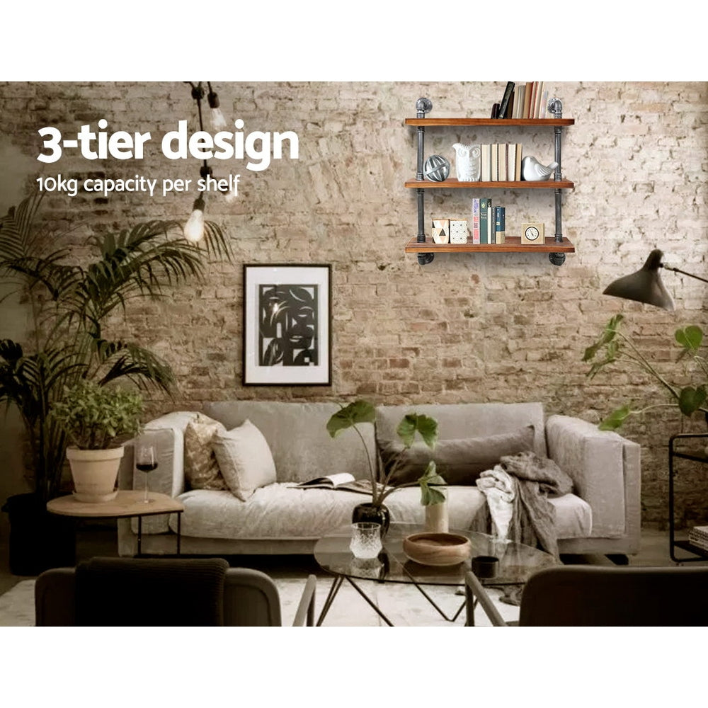 Artiss Display Shelves Wall Brackets Bookshelf Industrial DIY Pipe Shelf Rustic-Furniture > Living Room - Peroz Australia - Image - 6