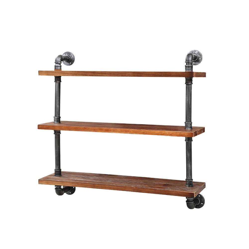 Artiss Display Wall Shelves Industrial DIY Pipe Shelf Brackets Rustic Bookshelf-Furniture > Living Room - Peroz Australia - Image - 2