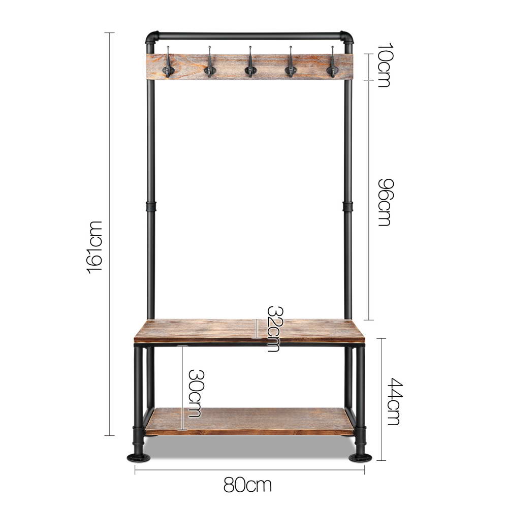 Artiss Clothes Rack Shoe Rack Vintage Coat Stand Hallway Shelf-Furniture > Living Room - Peroz Australia - Image - 3