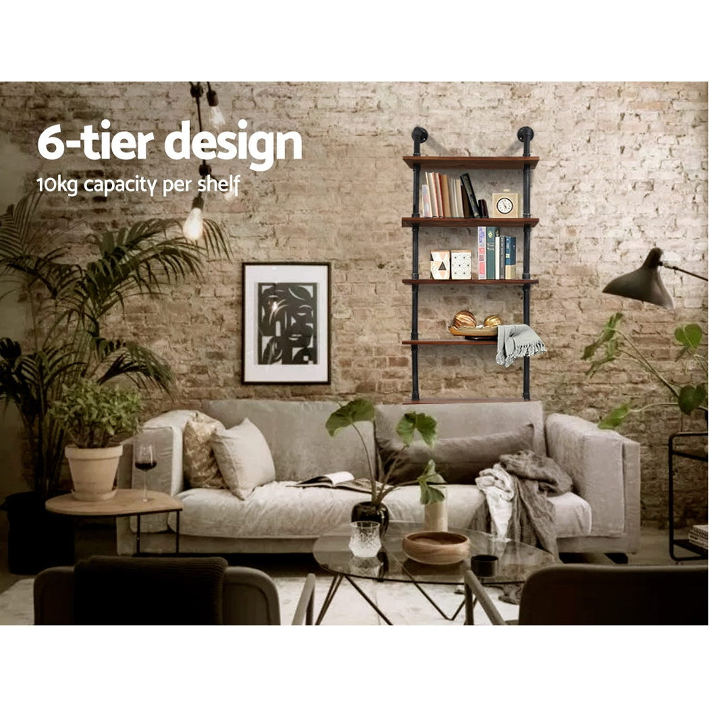 Artiss Rustic Wall Shelves Display Bookshelf Industrial DIY Pipe Shelf Brackets-Home & Garden > DIY - Peroz Australia - Image - 5