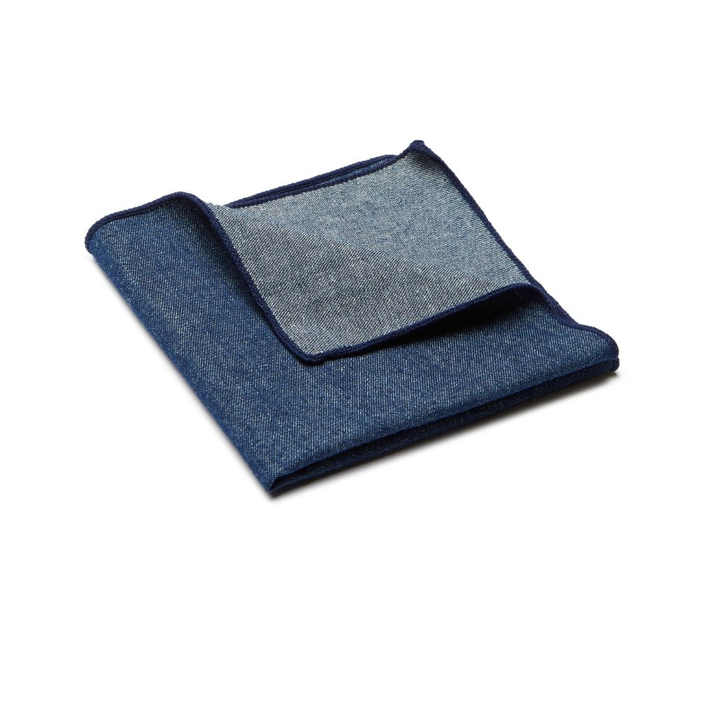 POCKET SQUARE. Chambray Print. Blue.-Pocket Squares-PEROZ Accessories