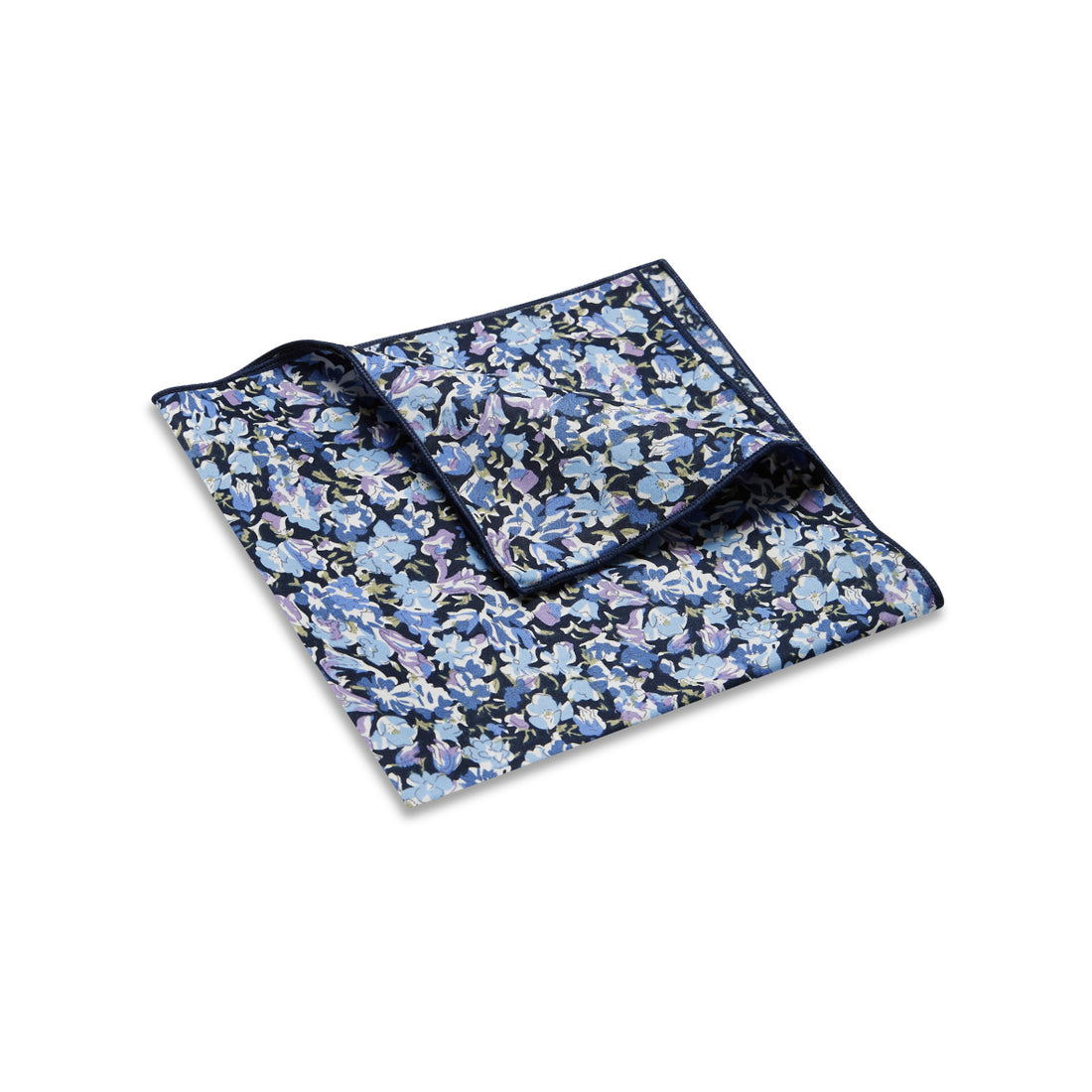 POCKET SQUARE. Flora Print. Navy/Purple-Pocket Squares-PEROZ Accessories