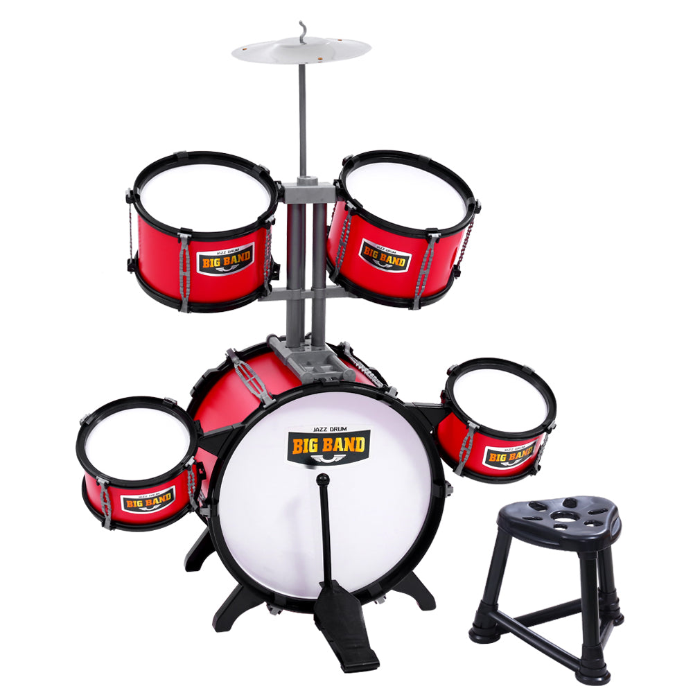 Keezi Kids 7 Drum Set Junior Drums Kit Musical Play Toys Childrens Mini Big Band-Baby & Kids > Toys-PEROZ Accessories