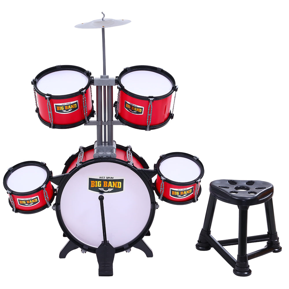 Keezi Kids 7 Drum Set Junior Drums Kit Musical Play Toys Childrens Mini Big Band-Baby & Kids > Toys-PEROZ Accessories