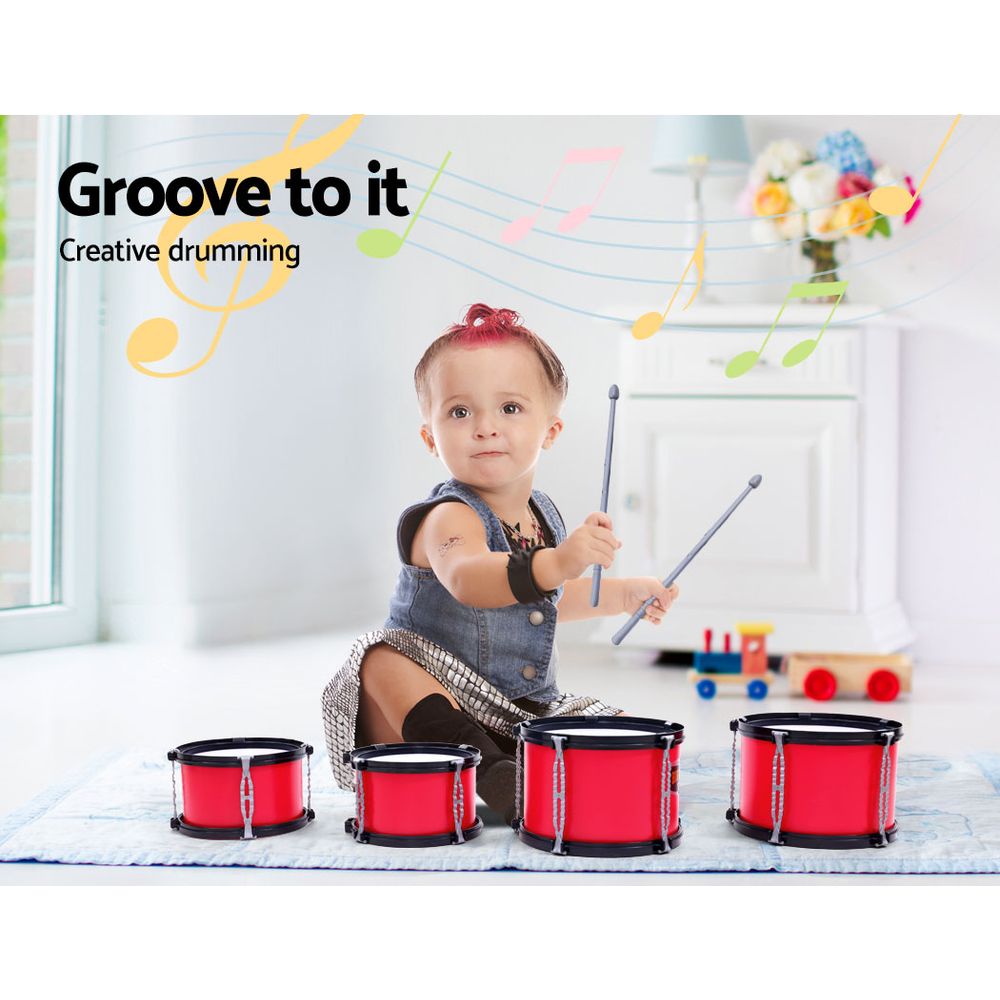 Keezi Kids 7 Drum Set Junior Drums Kit Musical Play Toys Childrens Mini Big Band-Baby & Kids > Toys-PEROZ Accessories