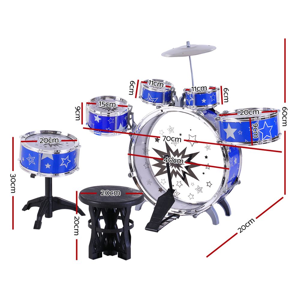 Keezi 11 Piece Kids Drum Set-Baby & Kids > Toys-PEROZ Accessories