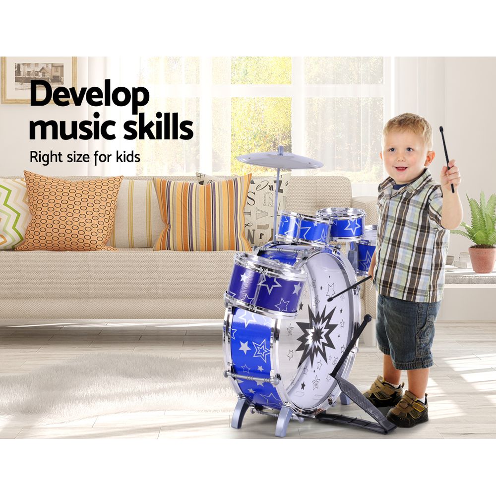 Keezi 11 Piece Kids Drum Set-Baby & Kids > Toys-PEROZ Accessories