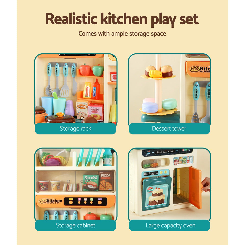 Keezi Kids Kitchen Playset Pretend Play Food Sink Cooking Utensils 73pcs-Baby & Kids > Toys-PEROZ Accessories