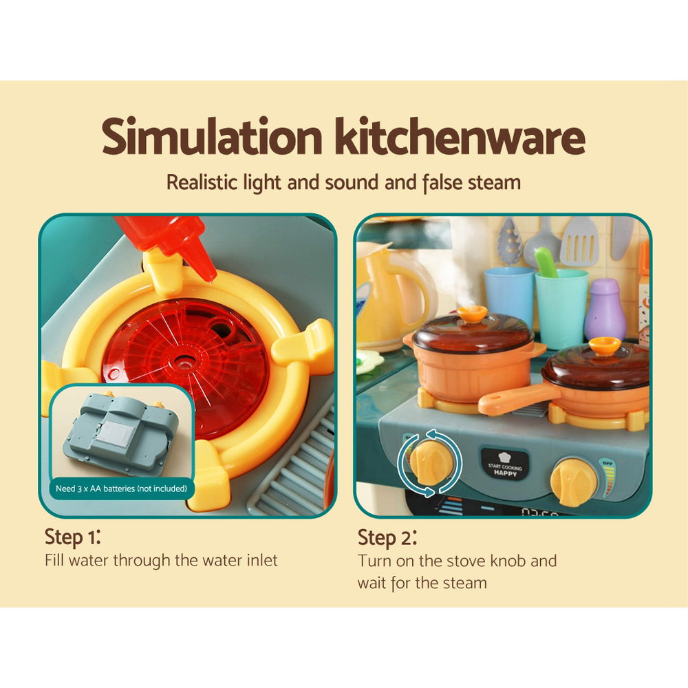 Keezi Kids Kitchen Playset Pretend Play Food Sink Cooking Utensils 73pcs-Baby & Kids > Toys-PEROZ Accessories