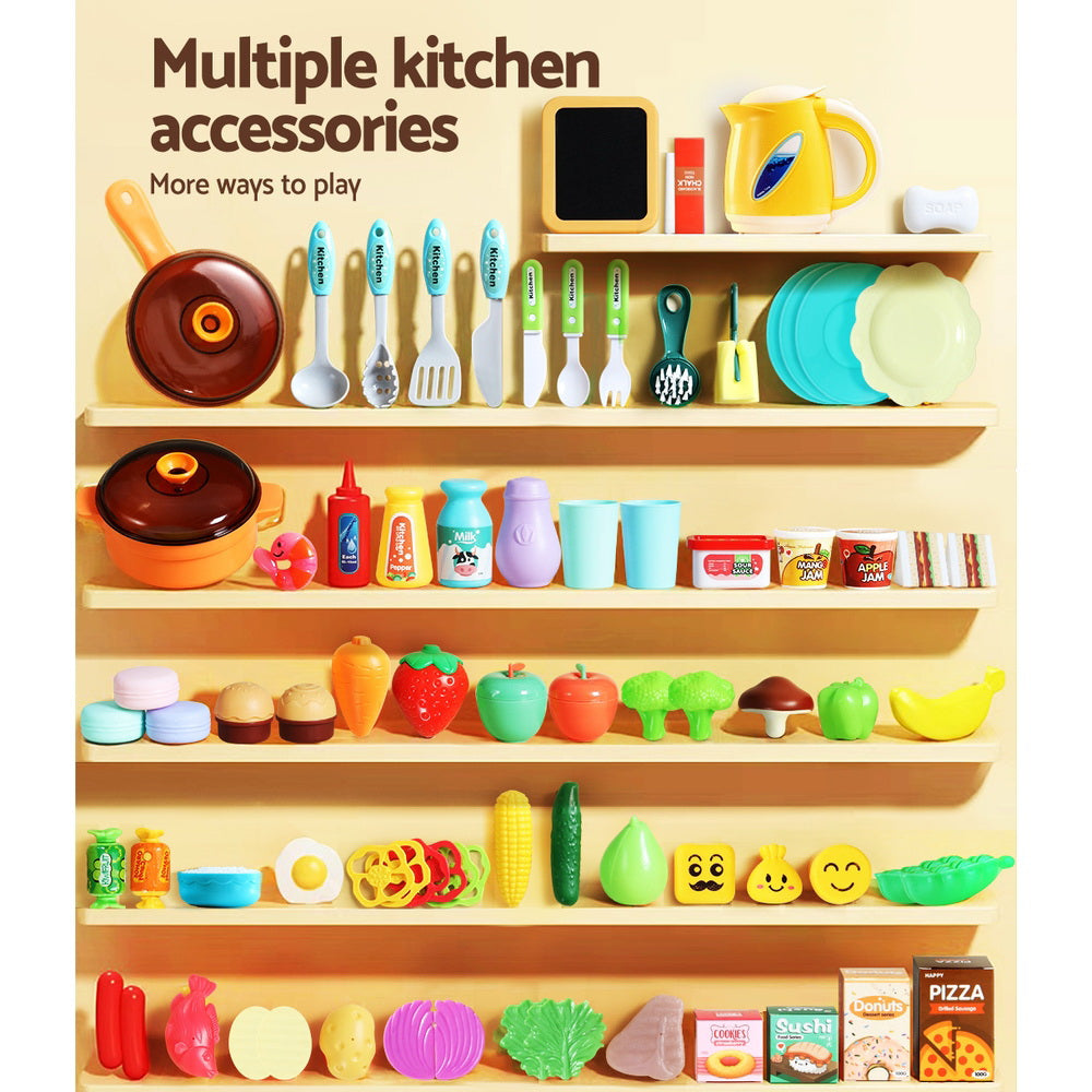 Keezi Kids Kitchen Playset Pretend Play Food Sink Cooking Utensils 73pcs-Baby & Kids > Toys-PEROZ Accessories