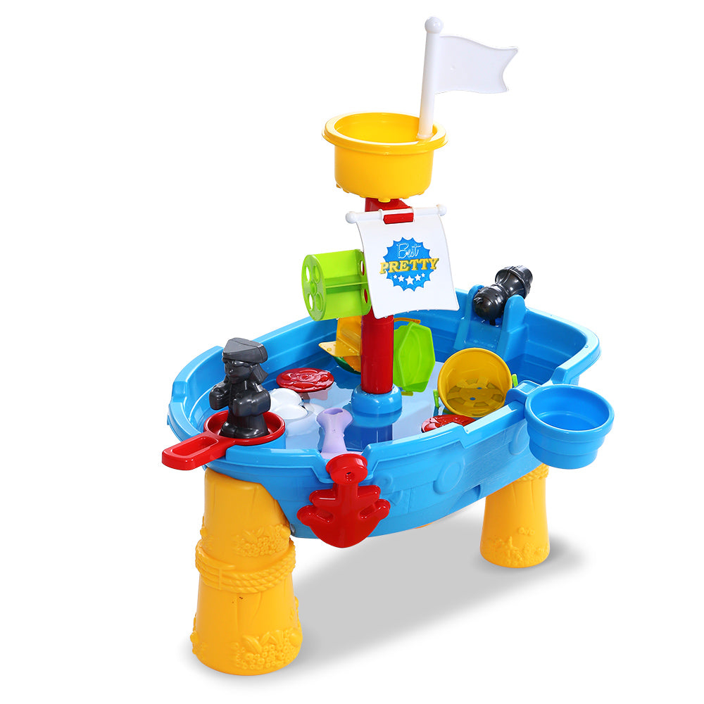 Keezi Kids Beach Sand and Water Toys Outdoor Table Pirate Ship Childrens Sandpit-Baby & Kids > Toys-PEROZ Accessories