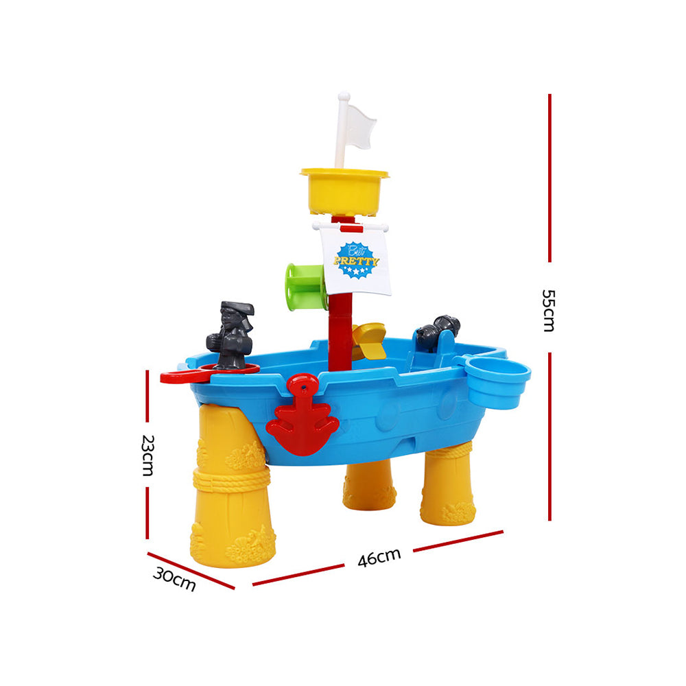 Keezi Kids Beach Sand and Water Toys Outdoor Table Pirate Ship Childrens Sandpit-Baby & Kids > Toys-PEROZ Accessories