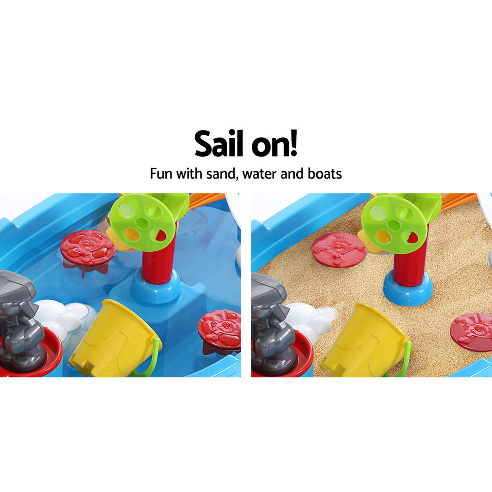 Keezi Kids Beach Sand and Water Toys Outdoor Table Pirate Ship Childrens Sandpit-Baby & Kids > Toys-PEROZ Accessories