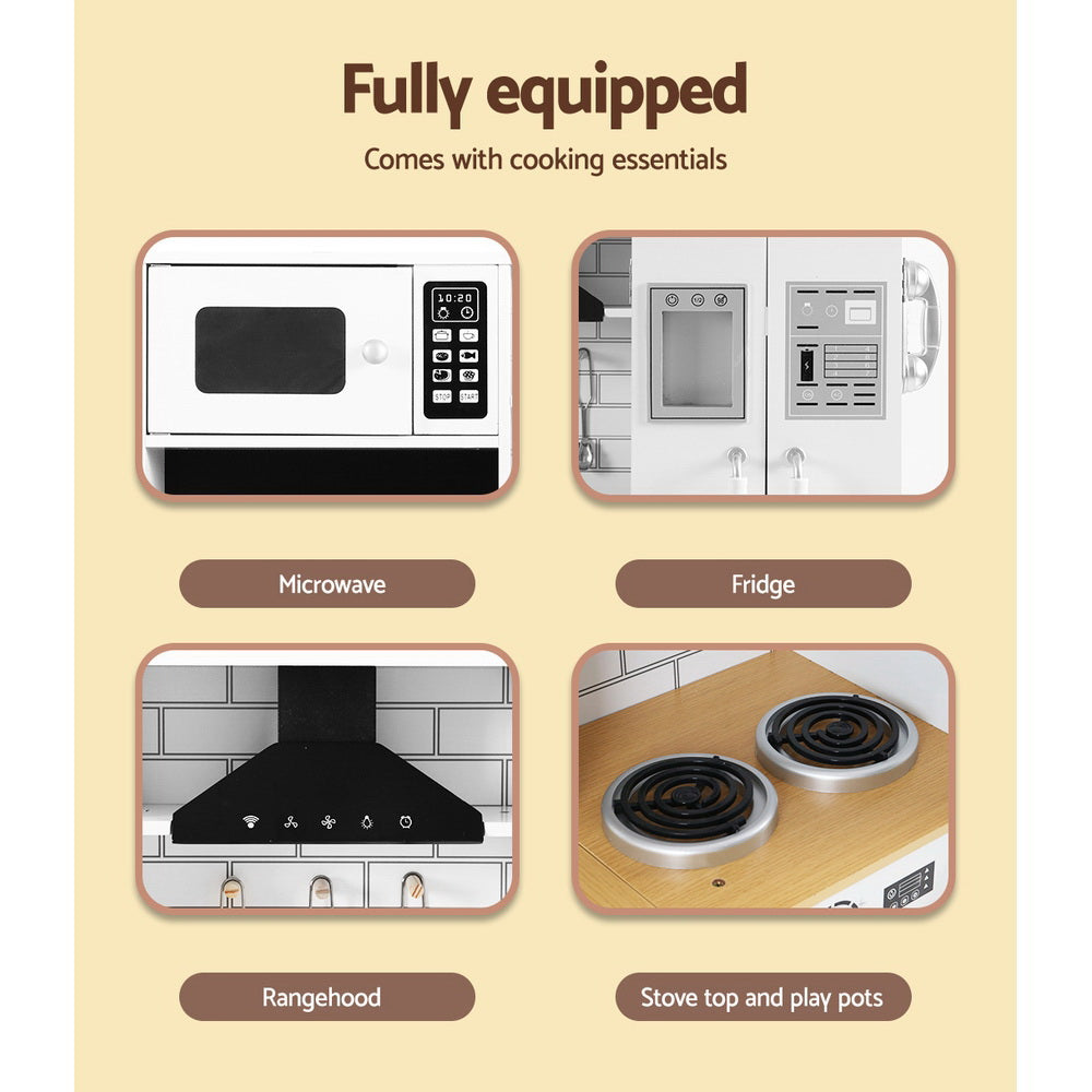 Keezi Kids Kitchen Set Pretend Play Wooden Toys Cooking Cookware Childrens Toy-Baby & Kids > Toys-PEROZ Accessories