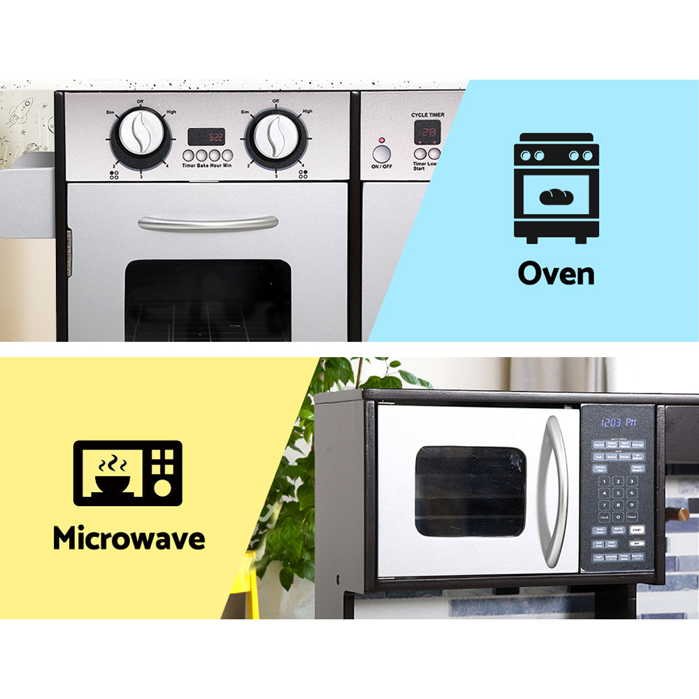 Keezi Kids Kitchen Wooden Pretend Play Set Toys Cooking Food Children Cookware-Baby & Kids > Toys-PEROZ Accessories