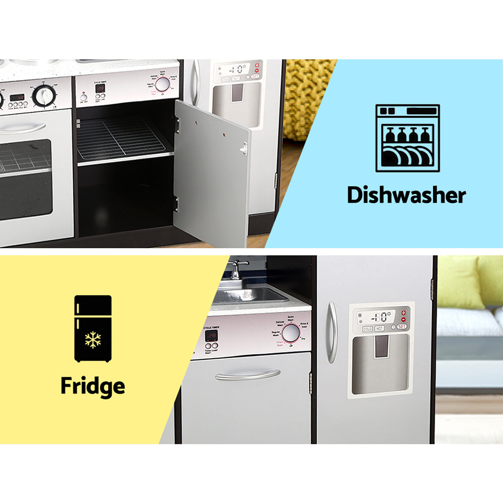 Keezi Kids Kitchen Wooden Pretend Play Set Toys Cooking Food Children Cookware-Baby & Kids > Toys-PEROZ Accessories