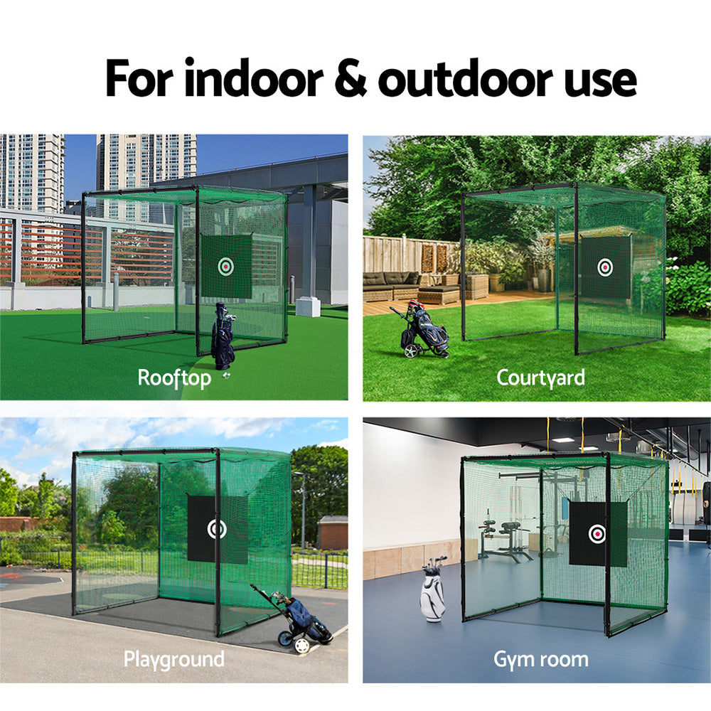 Golf Practice Cage 3M Hitting Net with Steel Frame Football Baseball Training-Sports & Fitness > Golf-PEROZ Accessories