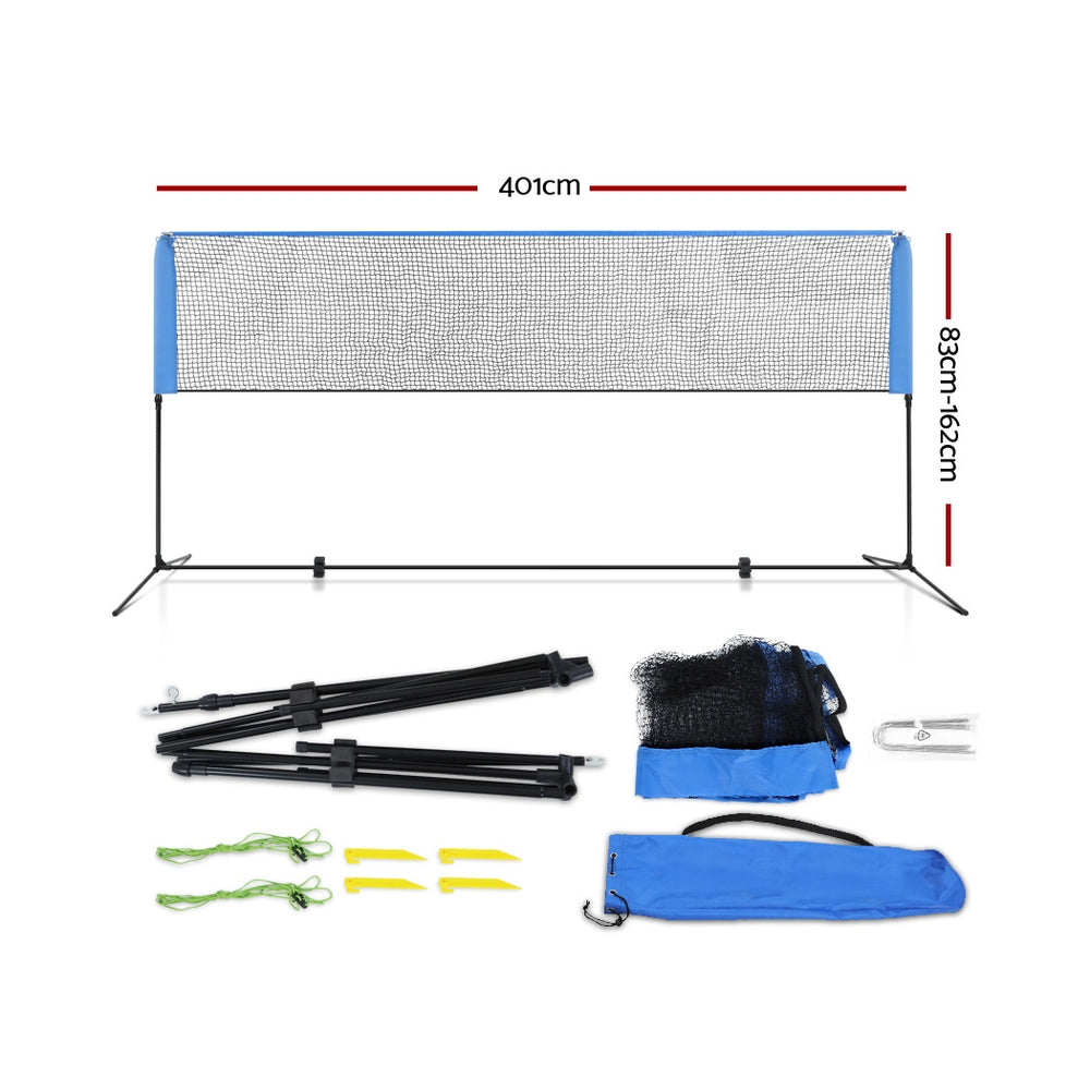 Everfit Portable Sports Net Stand Badminton Volleyball Tennis Soccer 4m 4ft Blue-Sports & Fitness > Fitness Accessories-PEROZ Accessories