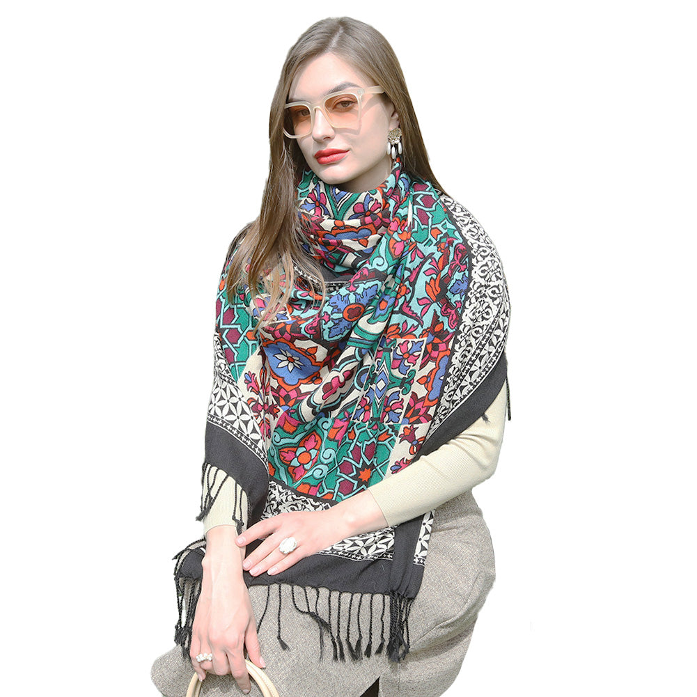 Anyyou 100% Pure Merino Wool White Poncho Winter Large Scarf Pashmina Shawl Bandana Neck Wrap For Women-Scarves-PEROZ Accessories
