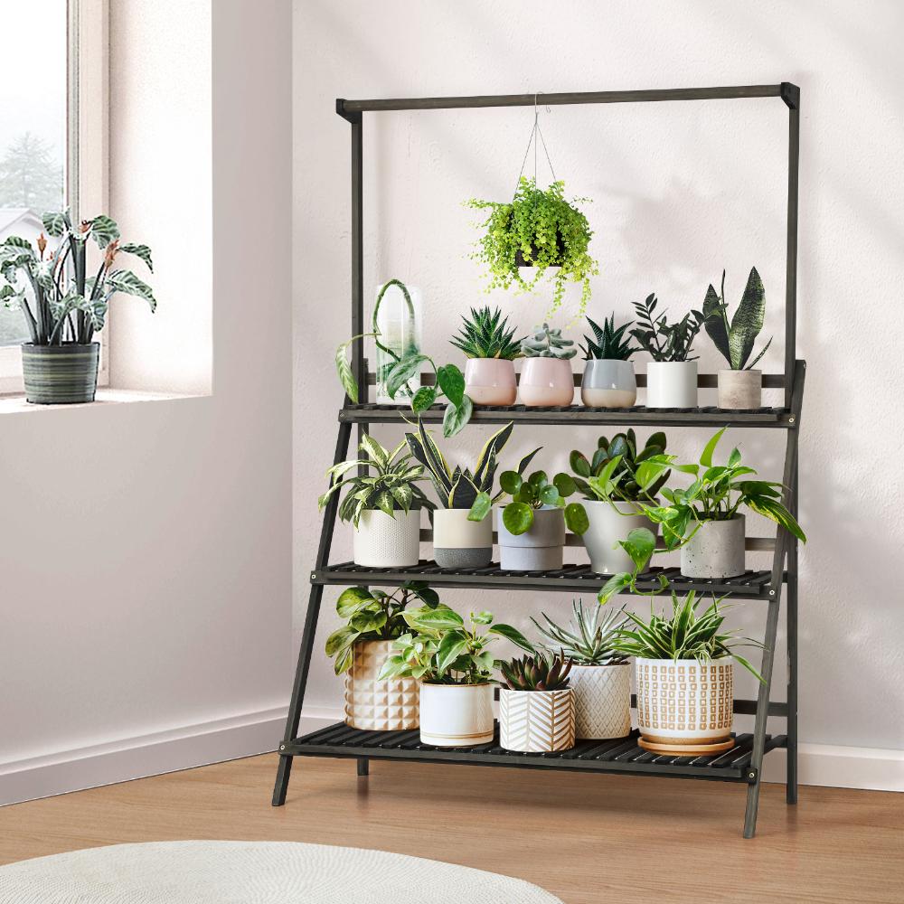 Livsip 3 Tier Plant Stand Indoor Outdoor Garden Planter Flower Pot Shelf Wooden-Plant Stand-PEROZ Accessories