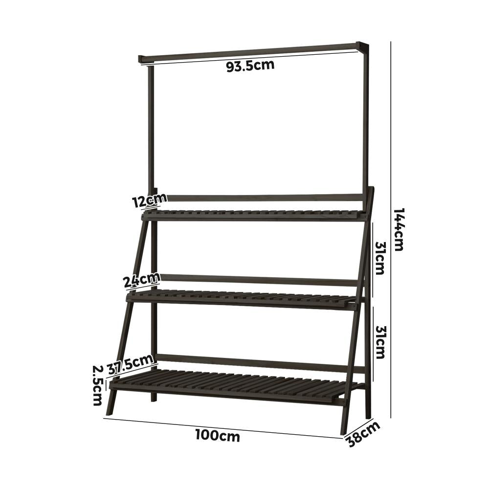 Livsip 3 Tier Plant Stand Indoor Outdoor Garden Planter Flower Pot Shelf Wooden-Plant Stand-PEROZ Accessories