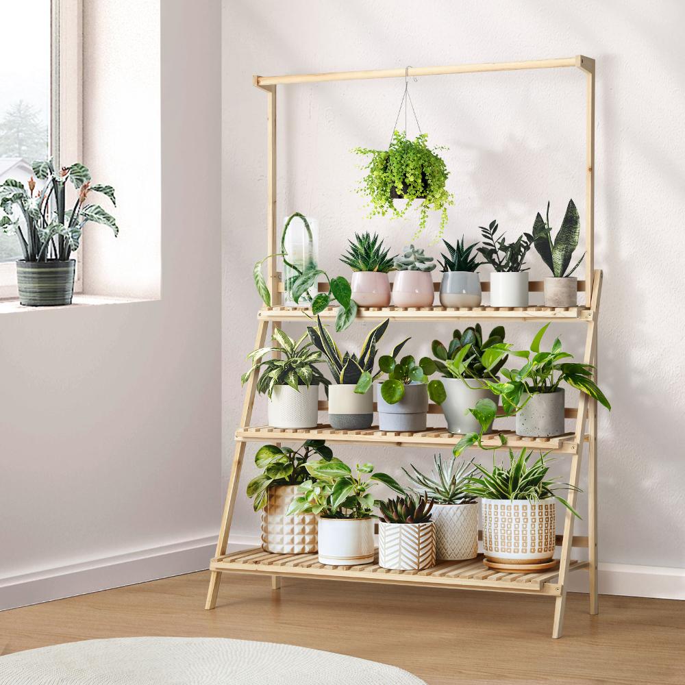 Livsip Plant Stand Outdoor Indoor Wooden Flower Pots Rack Corner Planter Shelf-Plant Stand-PEROZ Accessories