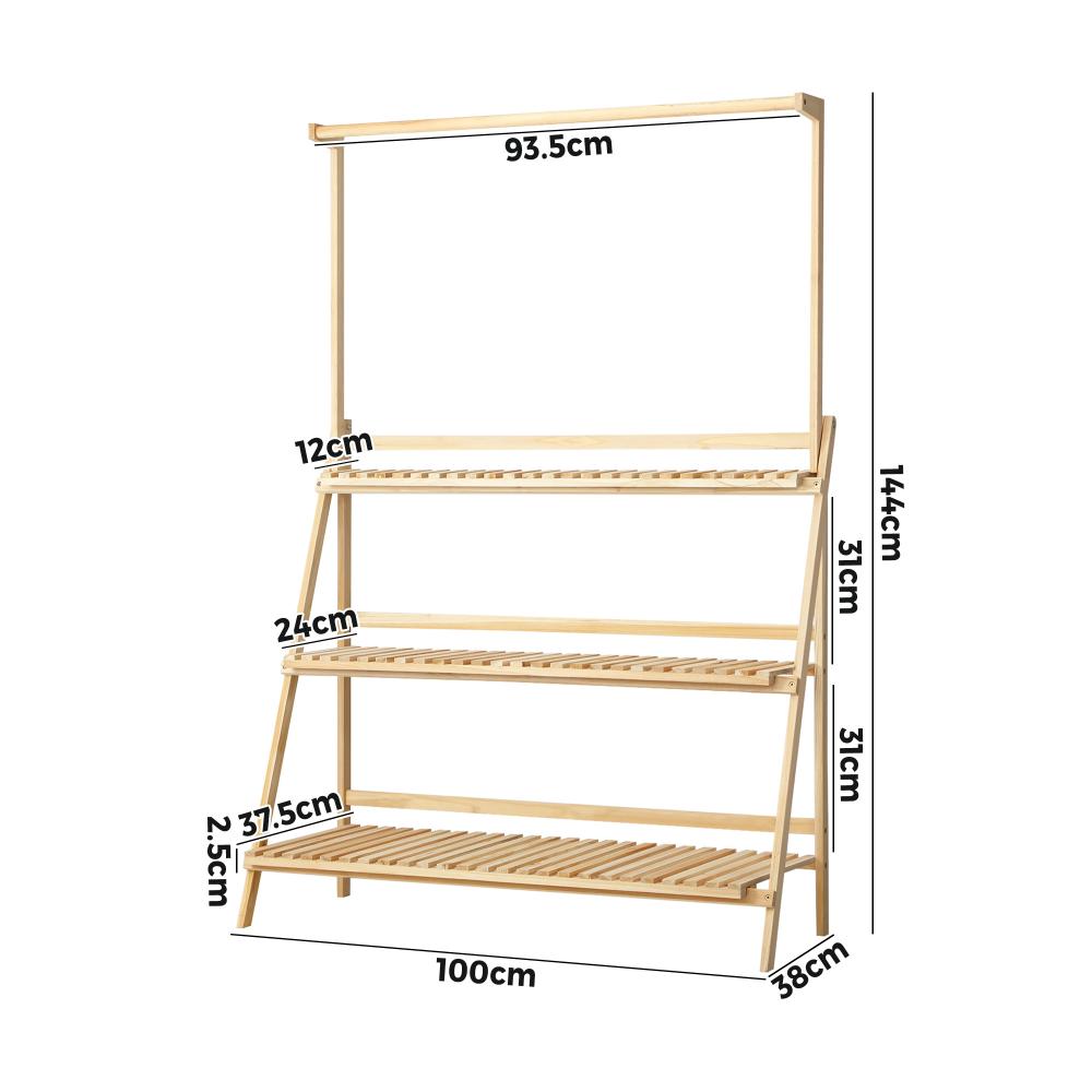 Livsip Plant Stand Outdoor Indoor Wooden Flower Pots Rack Corner Planter Shelf-Plant Stand-PEROZ Accessories