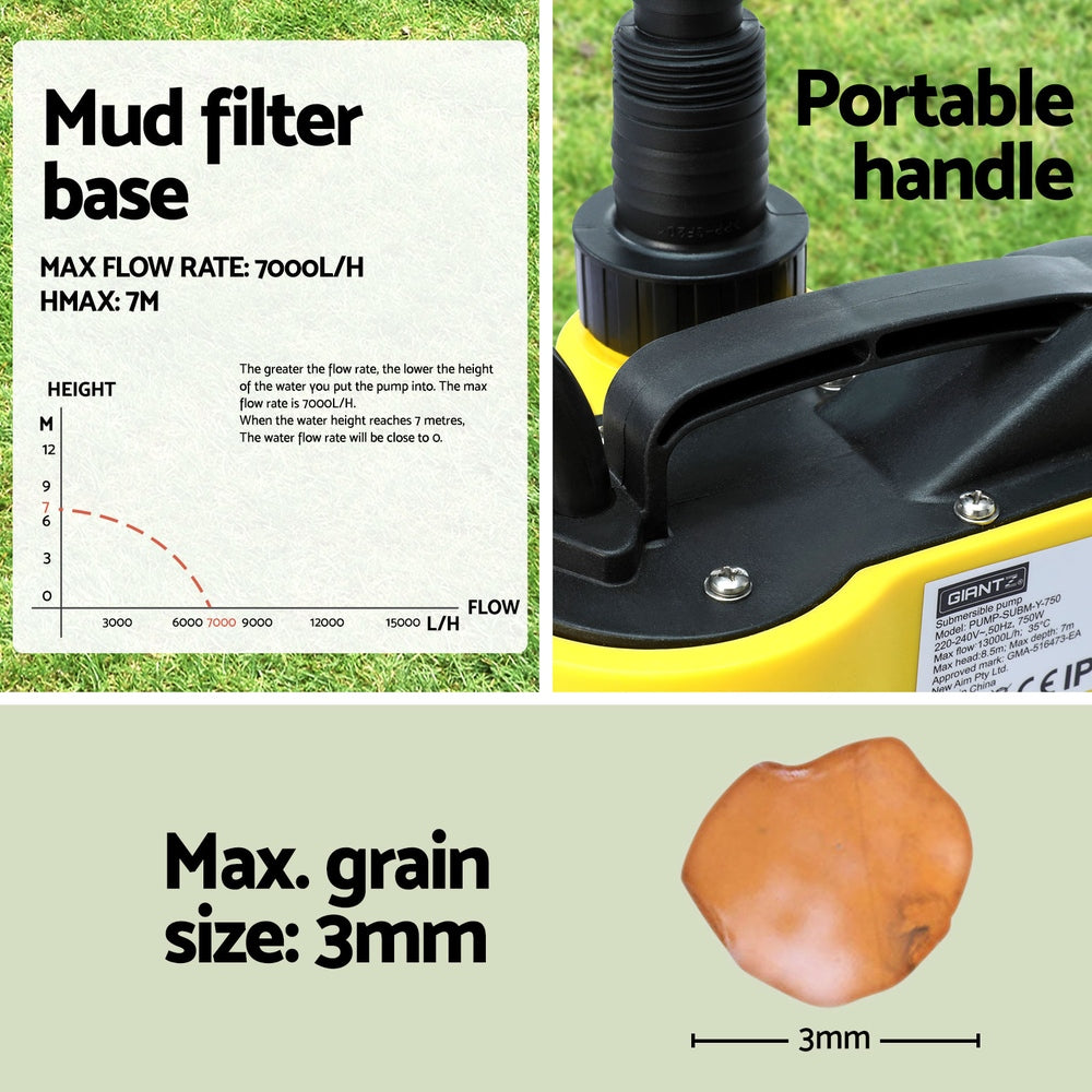 Giantz Garden Water Submersible Pump 400W Dirty Bore Sewerage Tank Well Steel-Tools > Pumps-PEROZ Accessories