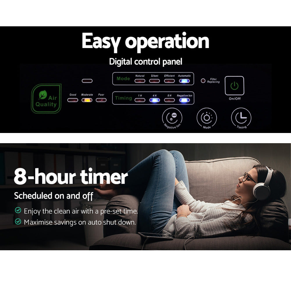 Devanti Air Purifier Cleaner Home Purifiers Odour Sensor HEPA Filter-Appliances > Air Conditioners-PEROZ Accessories