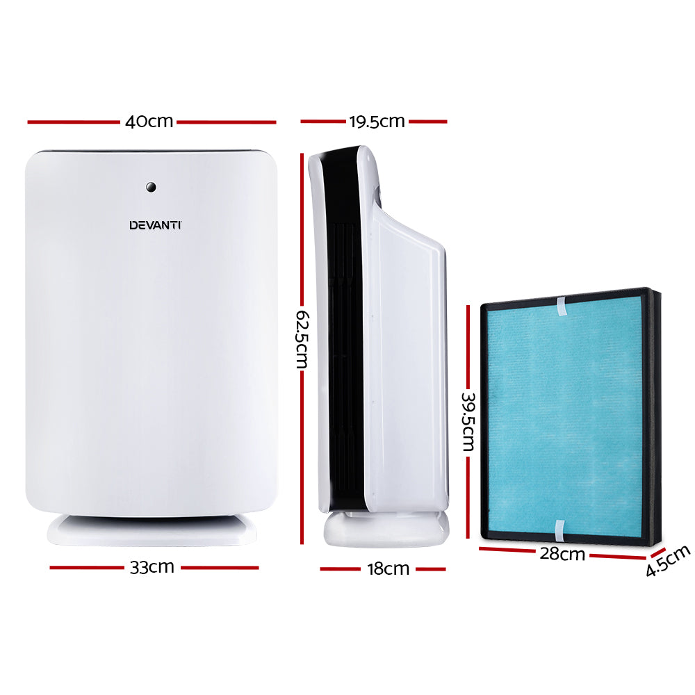 Devanti Air Purifier Freshener Carbon HEPA Filter Home Office Odour Cleaner-Appliances > Aroma Diffusers & Humidifiers-PEROZ Accessories
