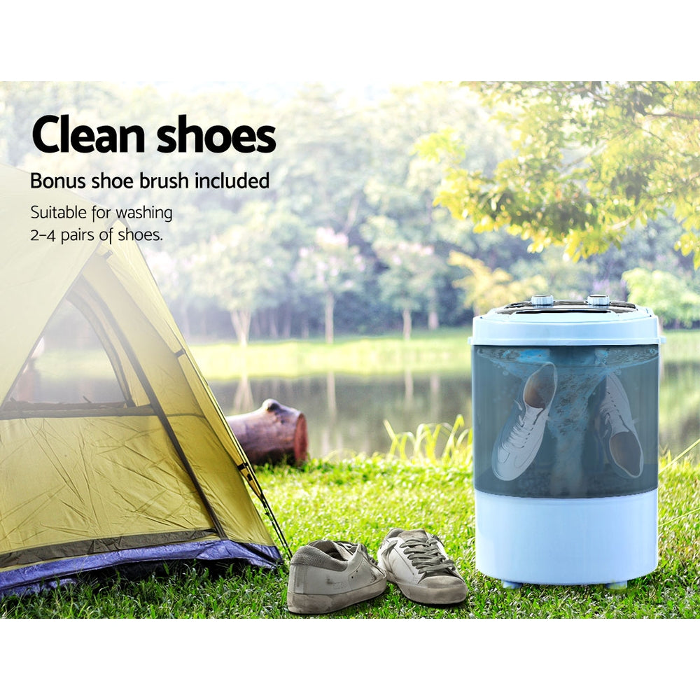 Devanti 3KG Mini Portable Washing Machine Shoes Wash Top Load Spin Camp Caravan-Outdoor &gt; Camping-PEROZ Accessories