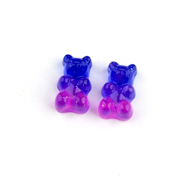 Anykidz 10pcs Dark Blue Pink Glitter Bear Shoe Charm Accessories Jeans Clogs Pendants Designer Ornament Jibbitz for Crocs-Shoe Charms-PEROZ Accessories