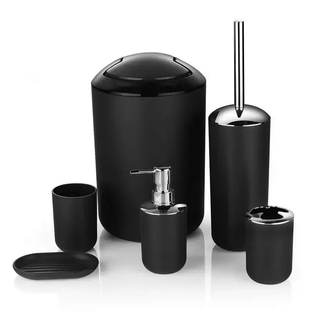 Anyhouz Plastic Bathroom Accessories Sets Black Toilet Brush Soap Dish Toothpaste Dispenser Swing Lid Trash Washable for Bath Accessories-Bathroom and Toilet Accessories-PEROZ Accessories
