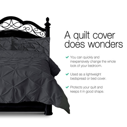 Giselle Quilt Cover Set Diamond Pinch Black - Super King-Home &amp; Garden &gt; Bedding-PEROZ Accessories