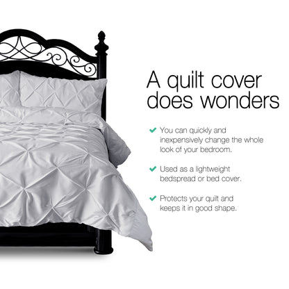 Giselle Quilt Cover Set Diamond Pinch Grey - King-Home &amp; Garden &gt; Bedding-PEROZ Accessories