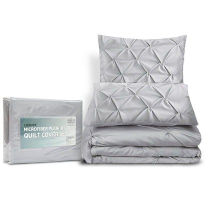 Giselle Quilt Cover Set Diamond Pinch Grey - King-Home &amp; Garden &gt; Bedding-PEROZ Accessories