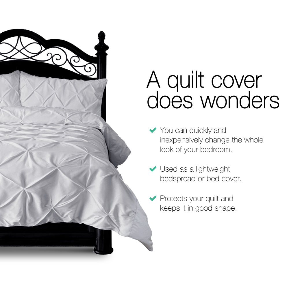 Giselle Quilt Cover Set Diamond Pinch Grey - Super King-Home & Garden > Bedding-PEROZ Accessories