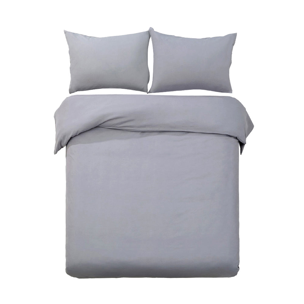 Giselle Quilt Cover Set Classic Grey - King-Home &amp; Garden &gt; Bedding-PEROZ Accessories