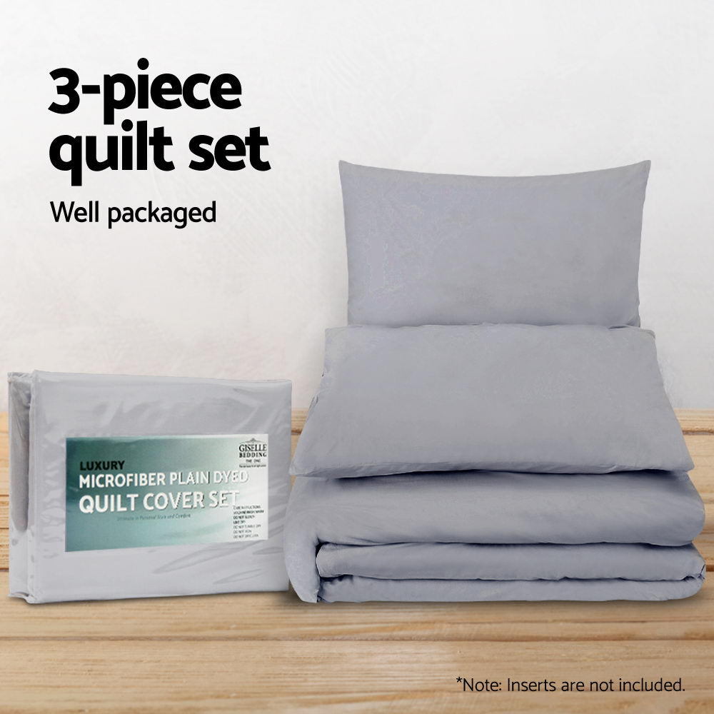 Giselle Quilt Cover Set Classic Grey - King-Home & Garden > Bedding-PEROZ Accessories