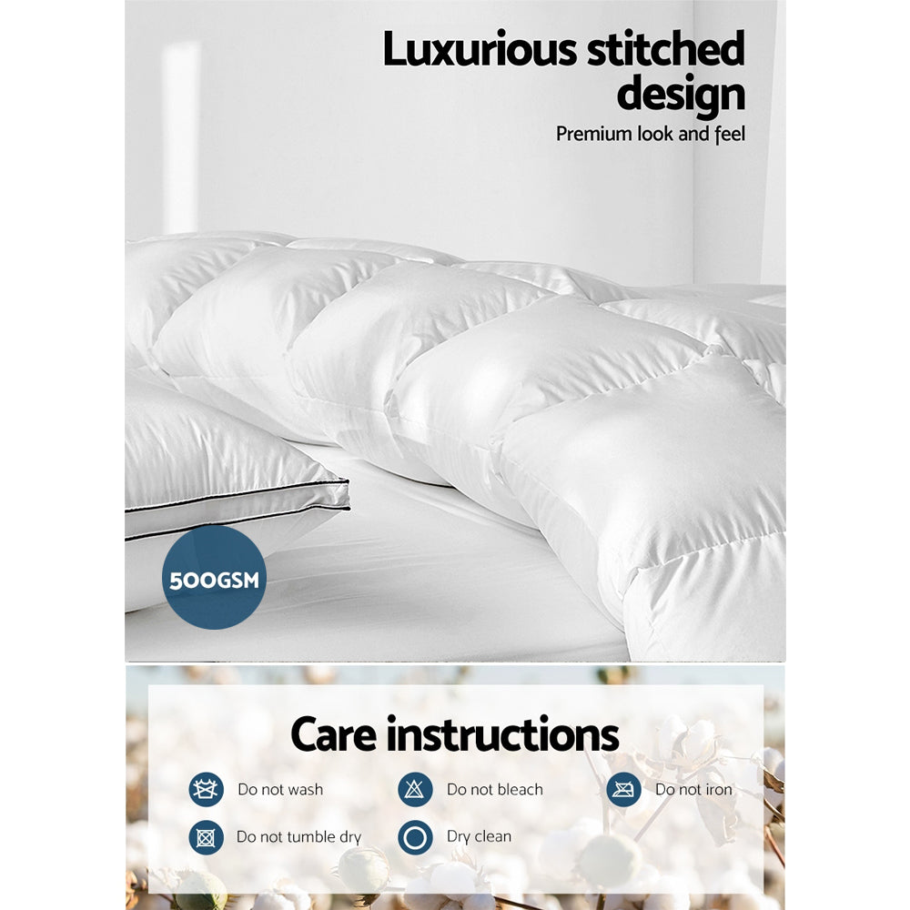 Giselle Bedding Duck Down Feather Quilt 500GSM Queen Size-Home & Garden > Bedding-PEROZ Accessories