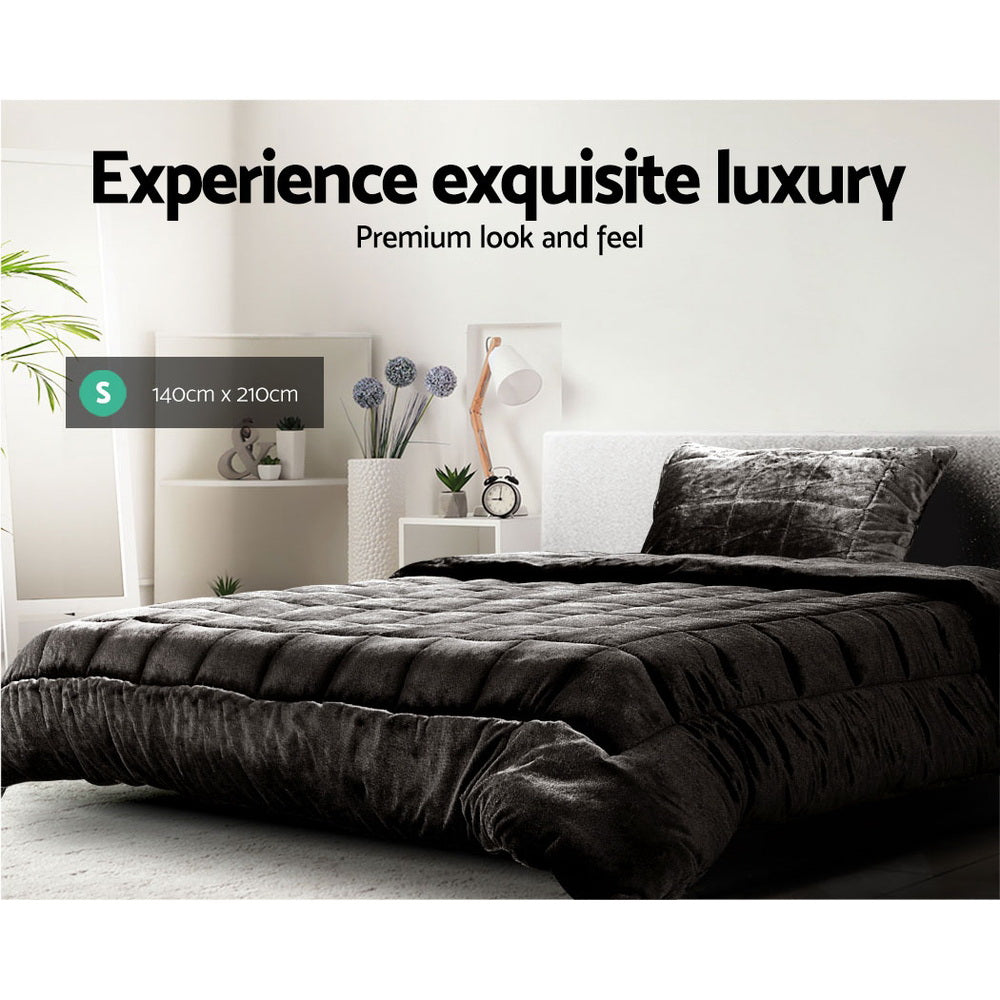 Giselle Bedding Faux Mink Quilt Single Size Charcoal-Quilts-PEROZ Accessories