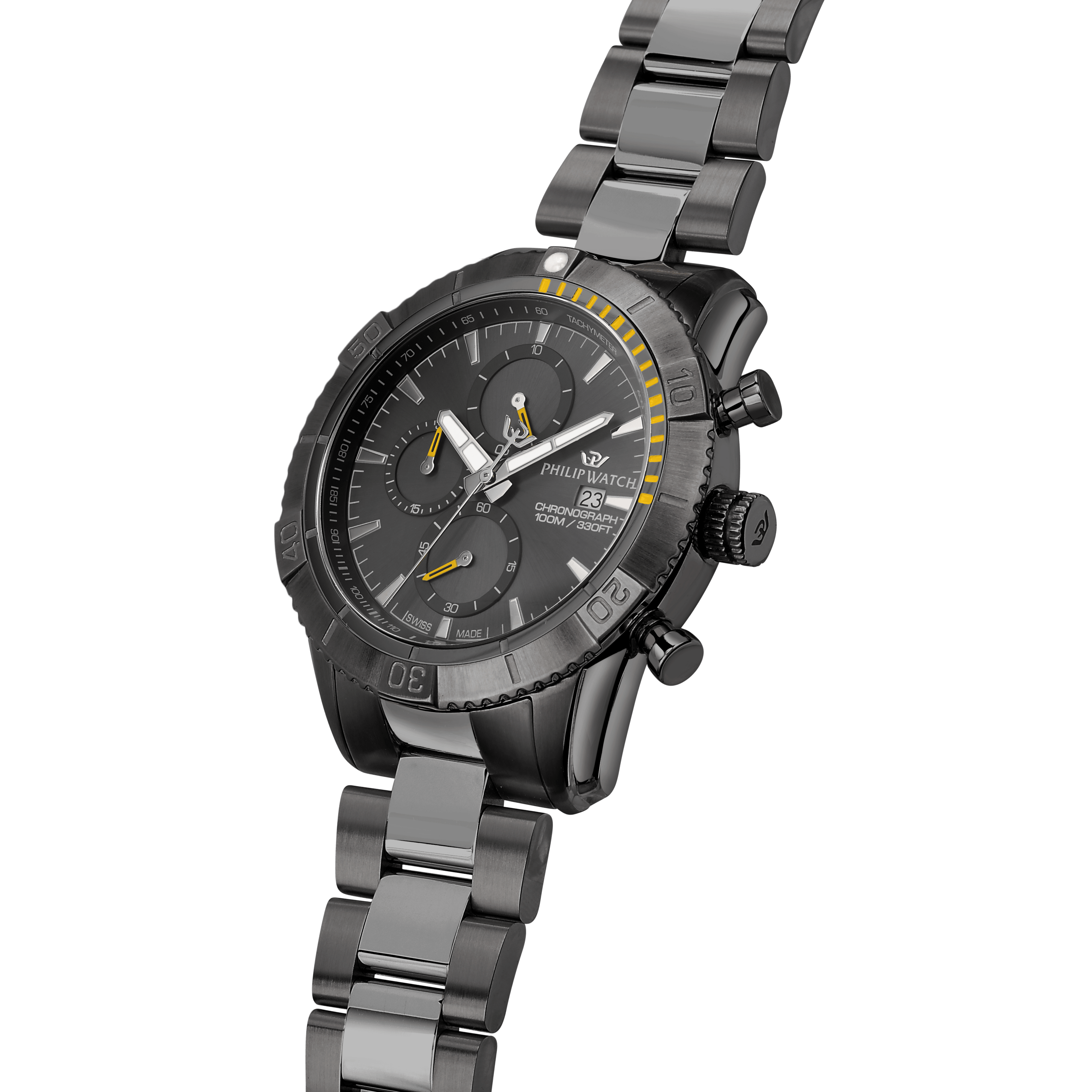 Philip Watch Champion Black 45mm Chronograph-Quartz Watches-PEROZ Accessories