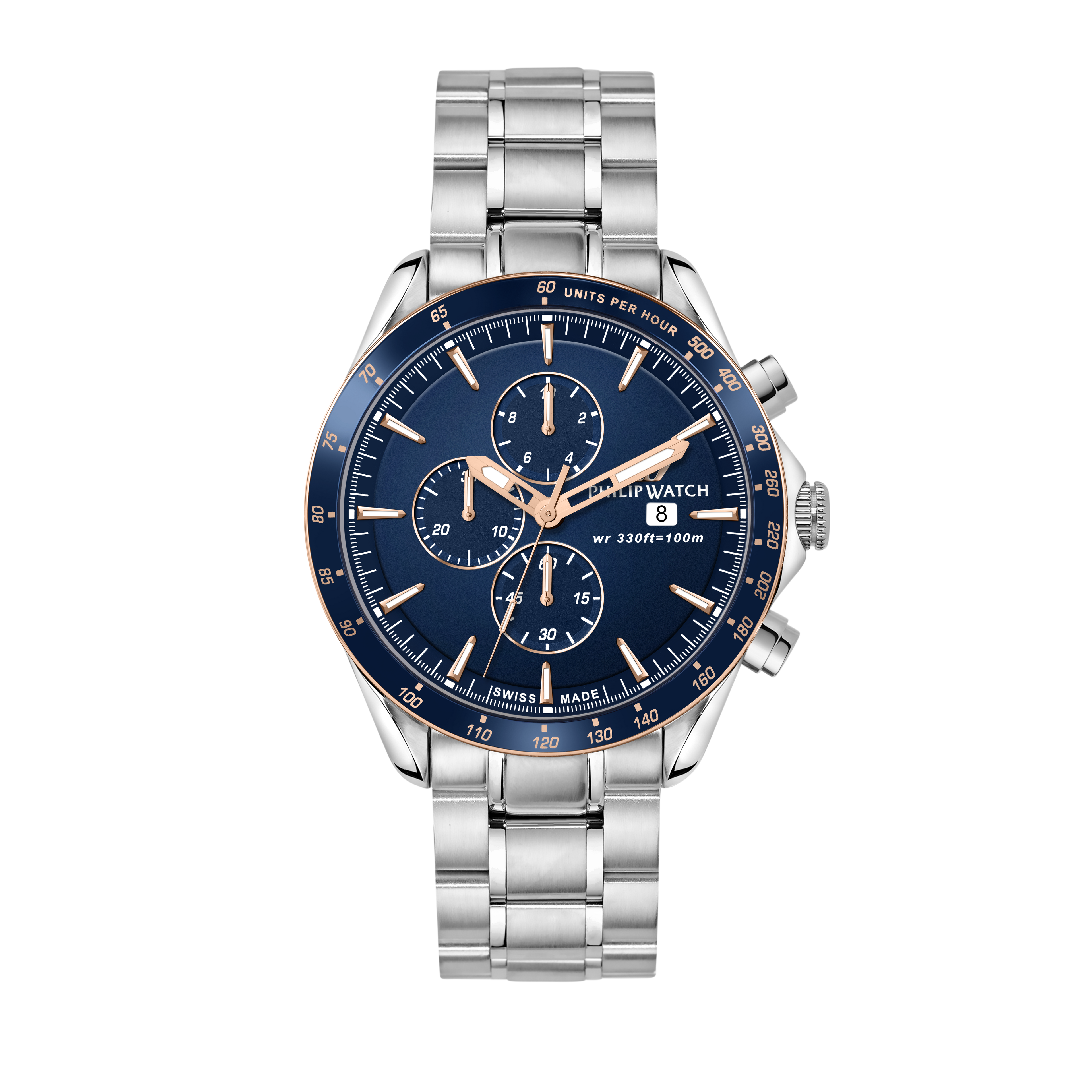 Philip Watch Blaze Blue 44mm Chronograph-Quartz Watches-PEROZ Accessories